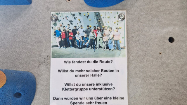 Kletterhalle DAV Regensburg Info-Schild Pararoute